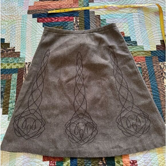 Brown Full Midi Mock Wool Skirt Size 12 - Picture 1 of 9